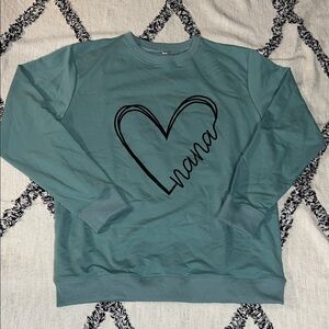 New Green Nana Sweatshirt with Heart Design Size L